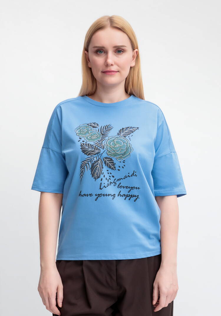 Футболка с принтом Зеленый цветок шир.  750, рис. 34