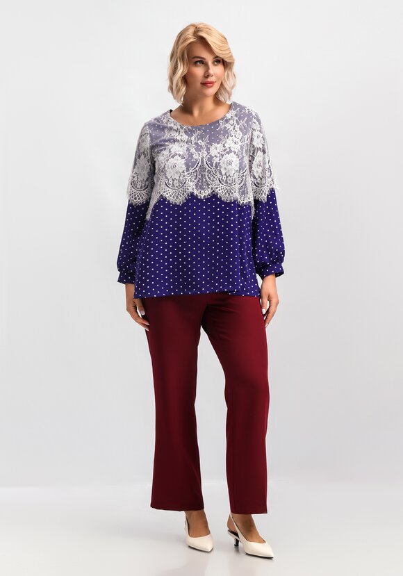 Блуза с кружевом по плечам шир.  580, рис. 2