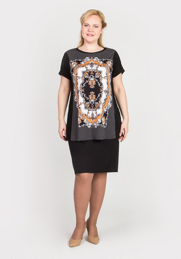 Туника с коротким рукавом и узорным принтом шир.  580, рис. 4