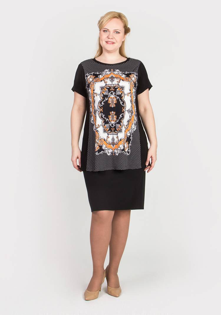 Туника с коротким рукавом и узорным принтом шир.  750, рис. 4