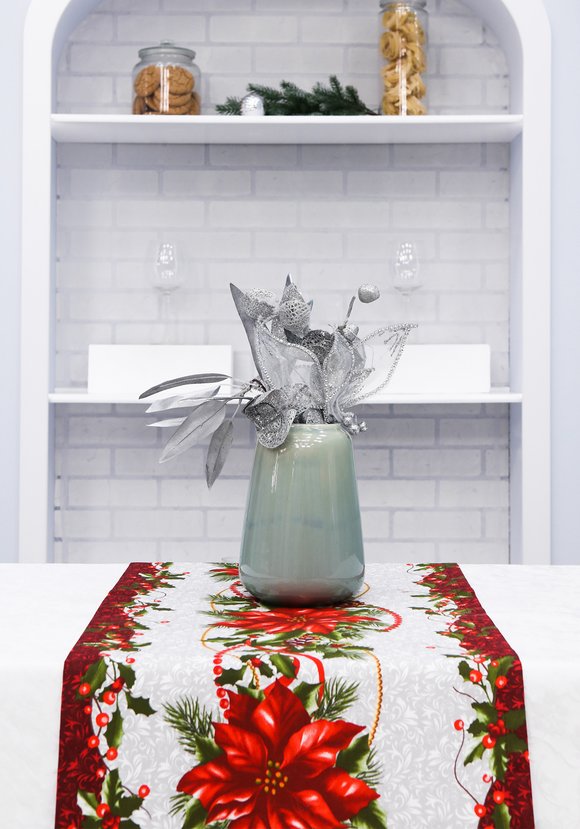 Скатерть жаккард с дорожкой Новогодняя шир.  580, рис. 4