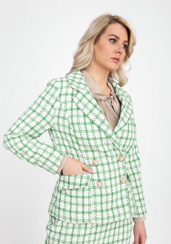 Жакет двубортный с накладными карманами шир.  580, рис. 9