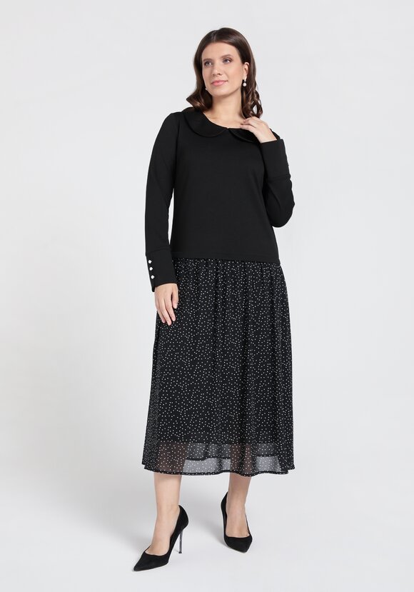 Платье с комбинированной тканью шир.  580, рис. 1