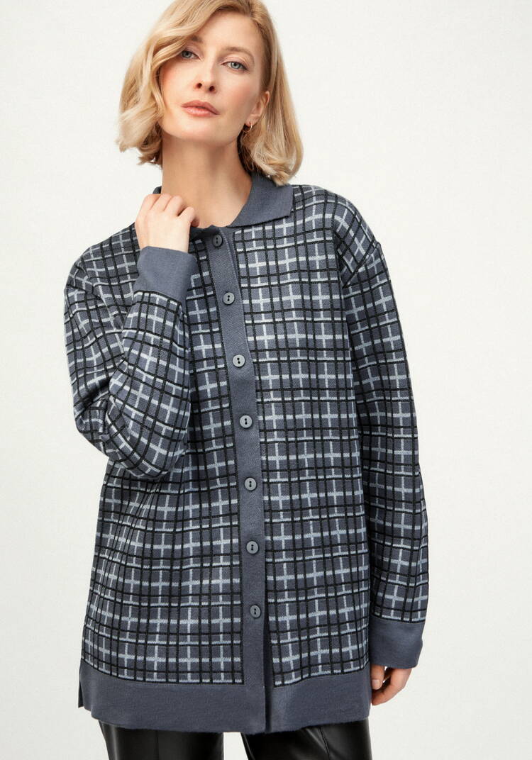 Рубашка-джемпер с отложным воротником клетка шир.  750, рис. 11