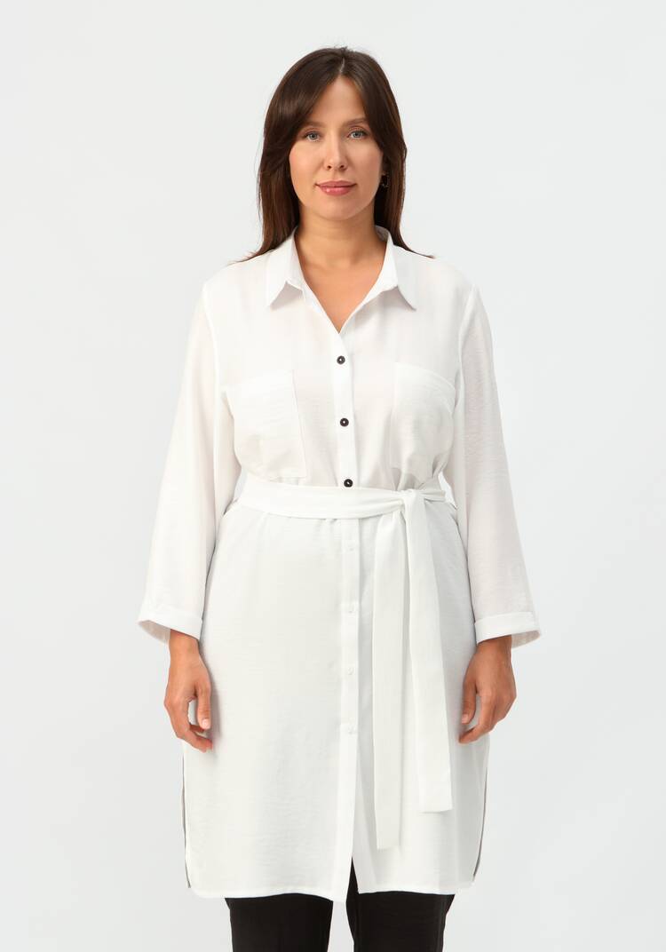 Туника с контрастными пуговицами на поясе шир.  750, рис. 4