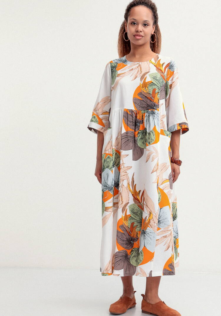 Платье из штапеля с тропическим принтом шир.  750, рис. 12