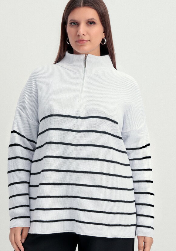 Джемпер в полоску с воротником-поло на молнии шир.  580, рис. 4