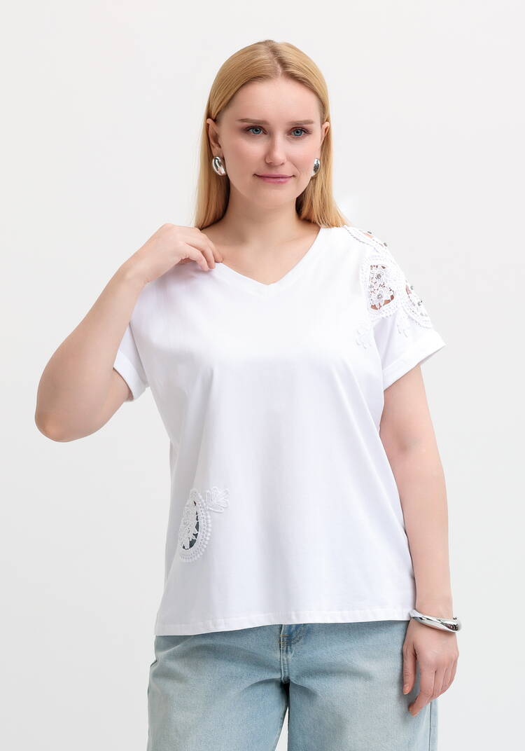 Блуза с вставкой узора из кружева шир.  750, рис. 1