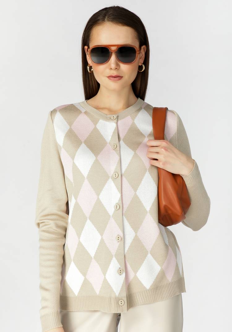 Кардиган с ромбами по полочке и спинке шир.  750, рис. 4