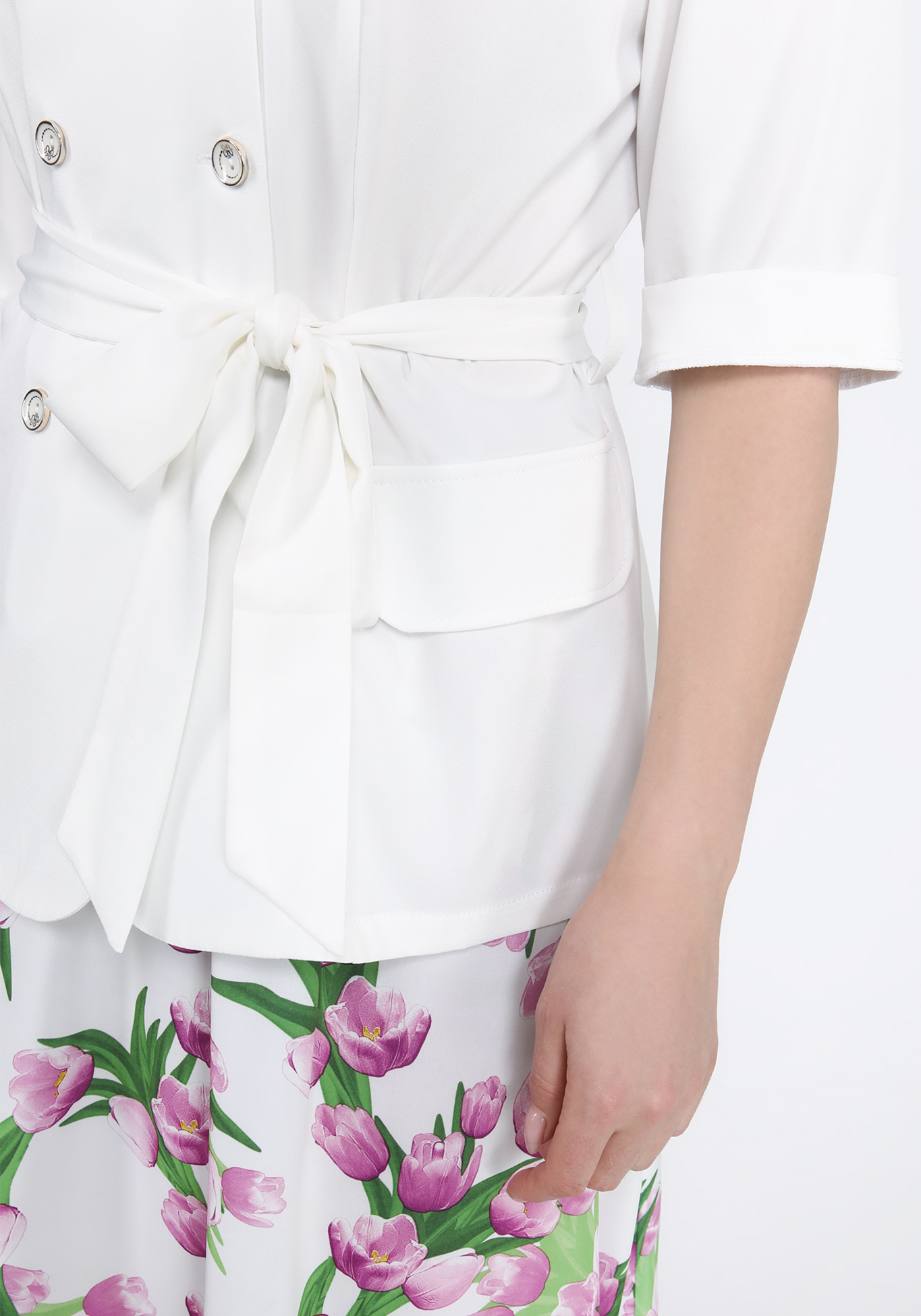 Костюм: жакет и юбка Bianka Modeno, размер 50, цвет белый - фото 2