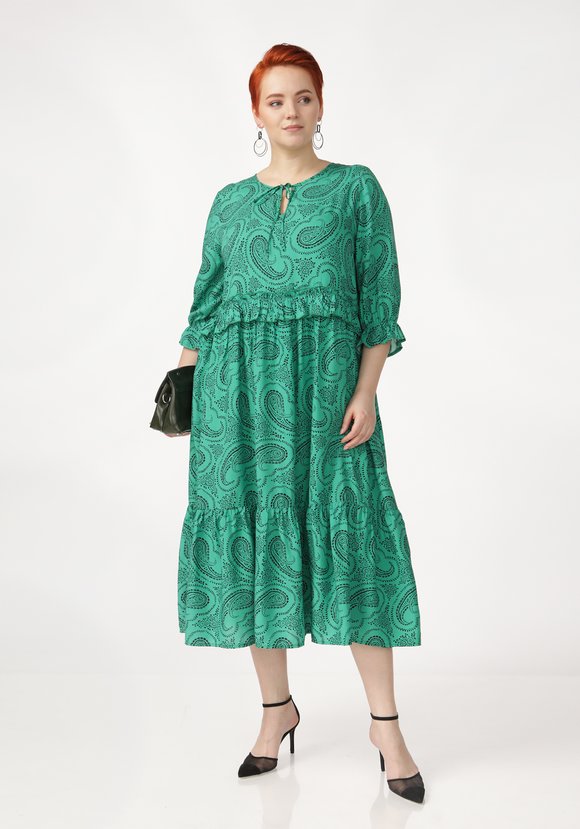 Платье принтованное с воланами шир.  580, рис. 7