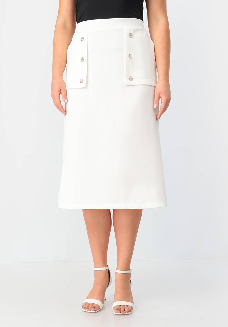 Юбка прямая на эластичном поясе с пуговицами шир.  750, рис. 13