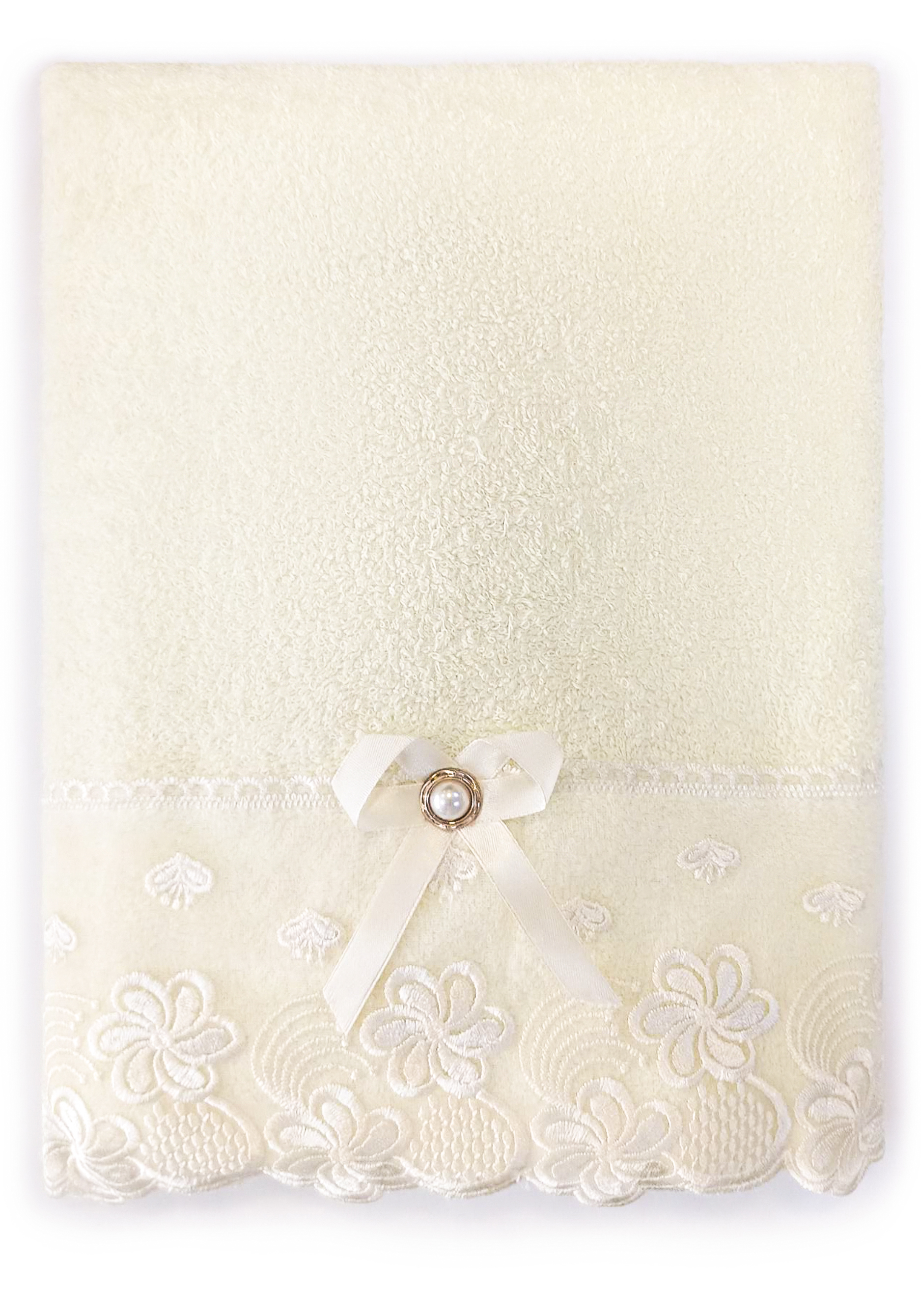 

Полотенце махровое "Кружевница", Молочный