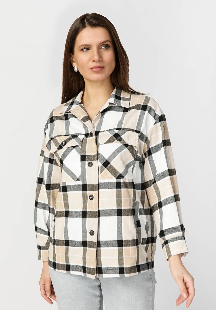 Рубашка женская в клетку  Беатриса шир.  750, рис. 13