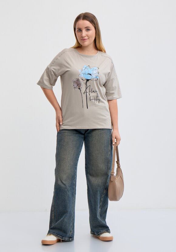 Футболка с флоральным принтом шир.  580, рис. 2