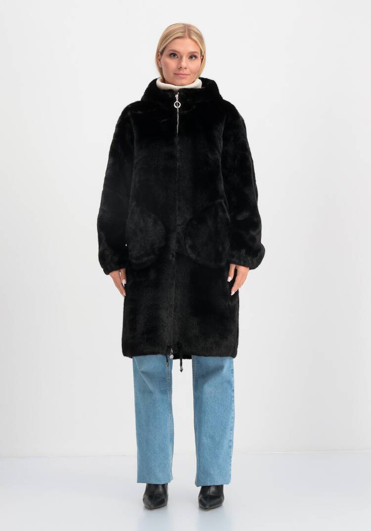 Пальто из экомеха шир.  750, рис. 4