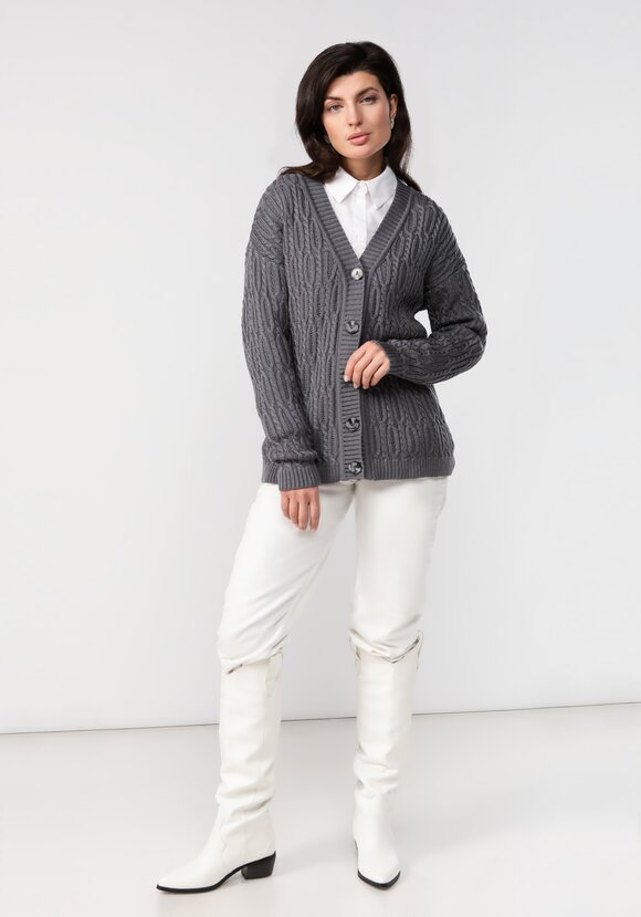 Кардиган удлиненный с объемными косами шир.  580, рис. 19