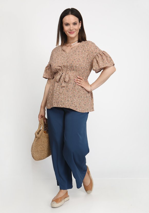 Блуза с рюшами на рукавах шир.  580, рис. 1