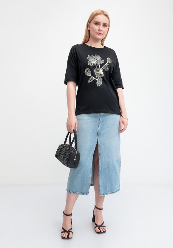 Футболка с принтом Золотой цветок шир.  580, рис. 27