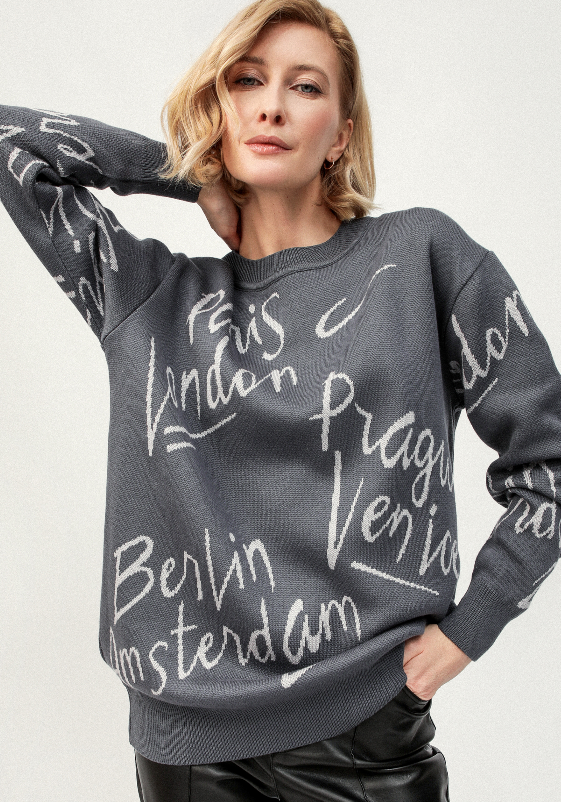 

Туника с принтом леттеринг, Голубой