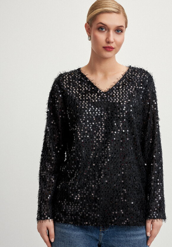 Джемпер с объемным ворсом и паетками шир.  580, рис. 11