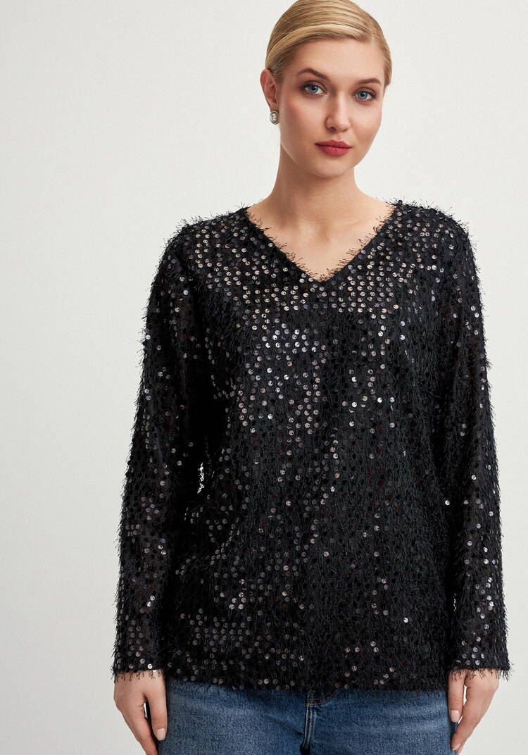 Джемпер с объемным ворсом и паетками шир.  750, рис. 11