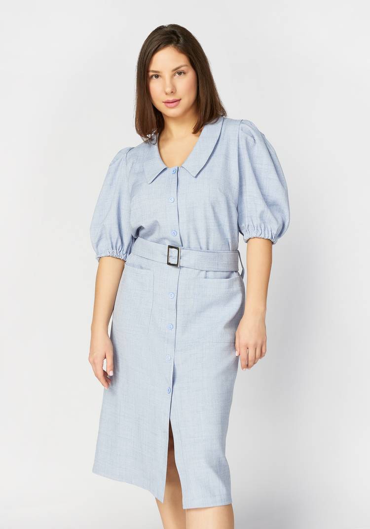 Платье на пуговицах с рукавом фонарик шир.  750, рис. 6