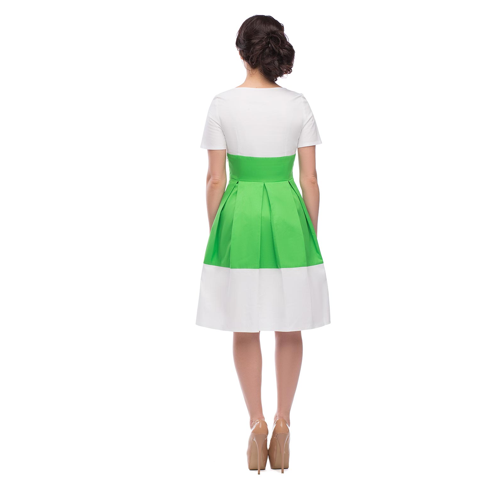 Платье расклешенного кроя контрастной вставкой Петербургский Швейный Дом, цвет зеленый, размер 48 - фото 3