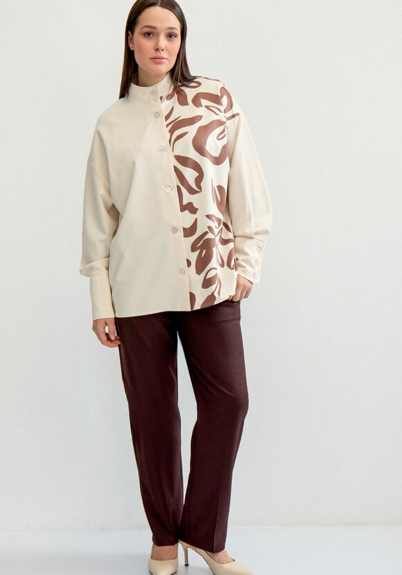 Блуза комбинированная с воротником-стойкой шир.  580, рис. 2