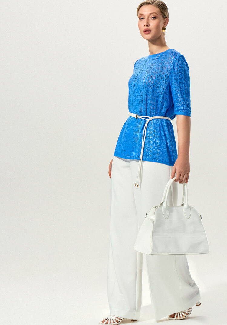 Джемпер с ажурным рисунком и защипами шир.  750, рис. 21