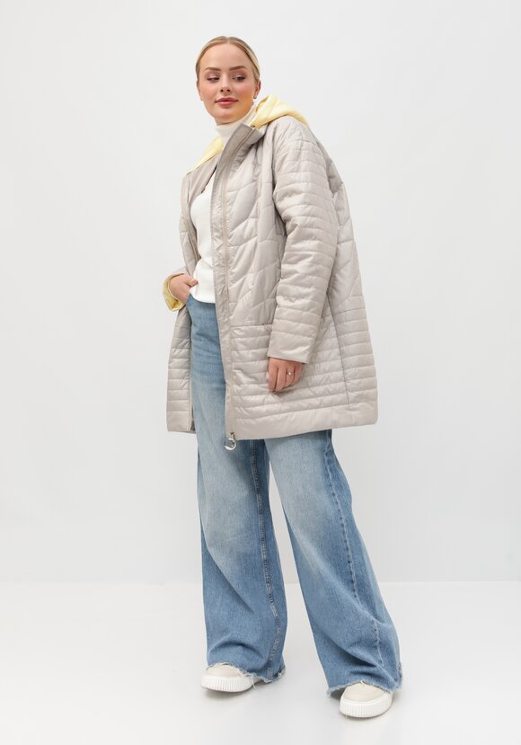 Куртка стеганая с контрастным капюшоном шир.  580, рис. 2