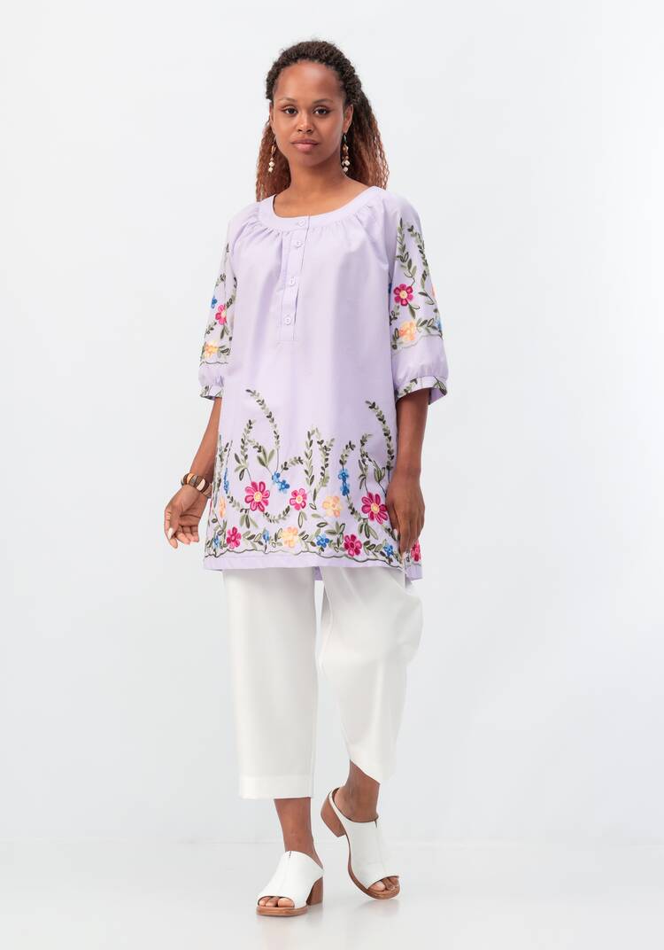 Блуза с цветочной вышивкой и рукавом реглан шир.  750, рис. 12