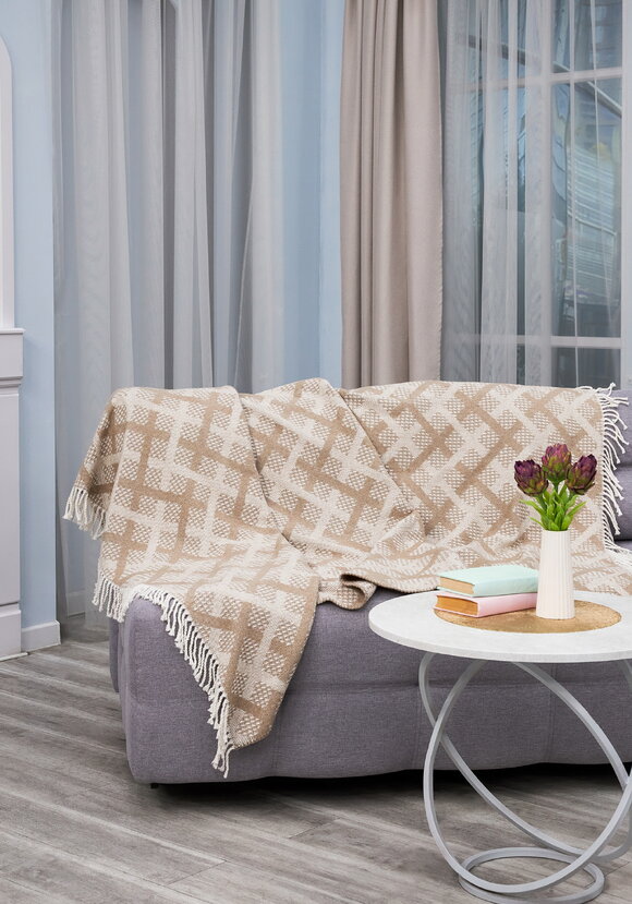 Плед хлопковый с бахромой шир.  580, рис. 1