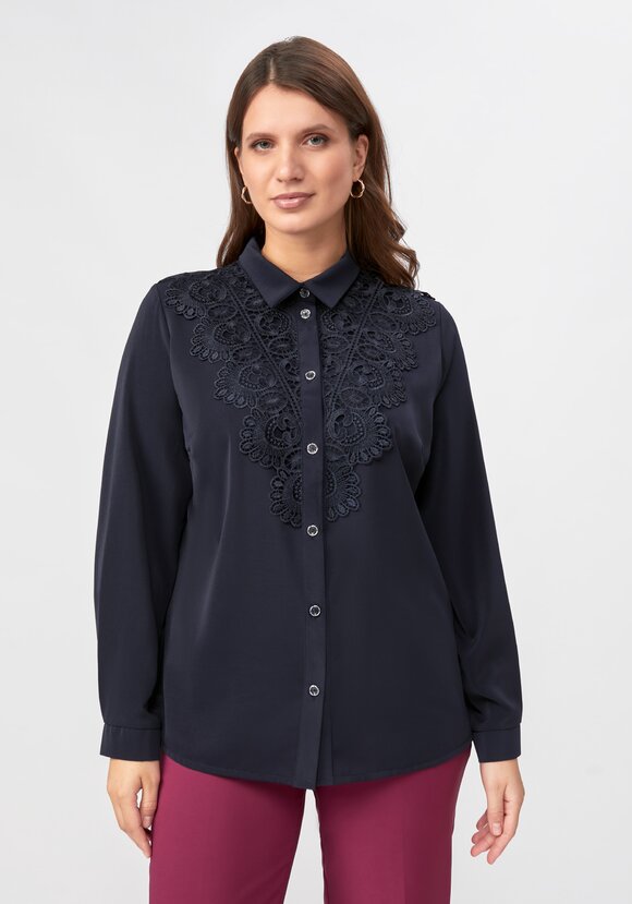 Блуза прямого кроя с ажурным кружевом шир.  580, рис. 32