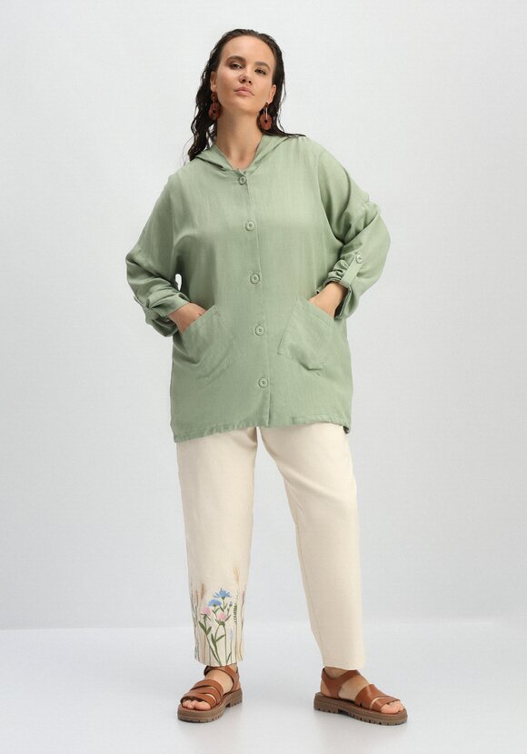 Рубашка с капюшоном и асимметричным низом шир.  580, рис. 34