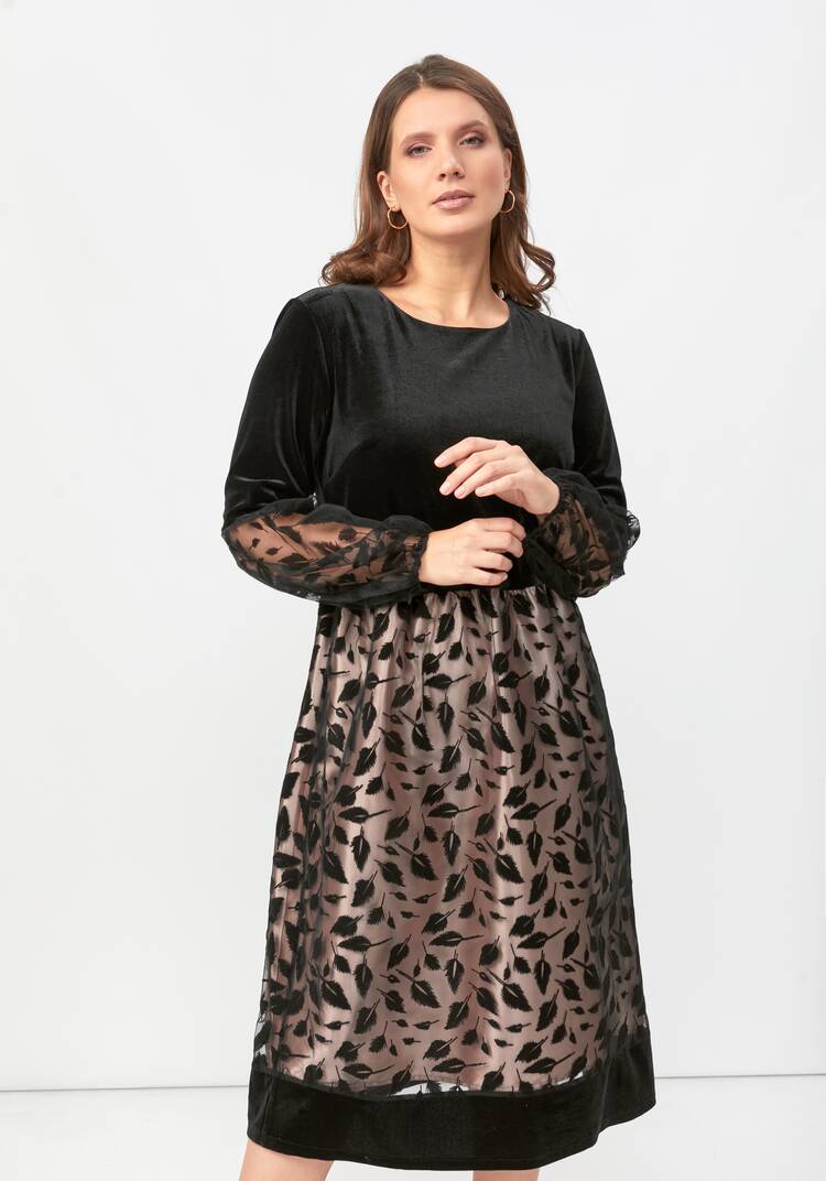 Платье комбинированной ткани свободного кроя шир.  750, рис. 6