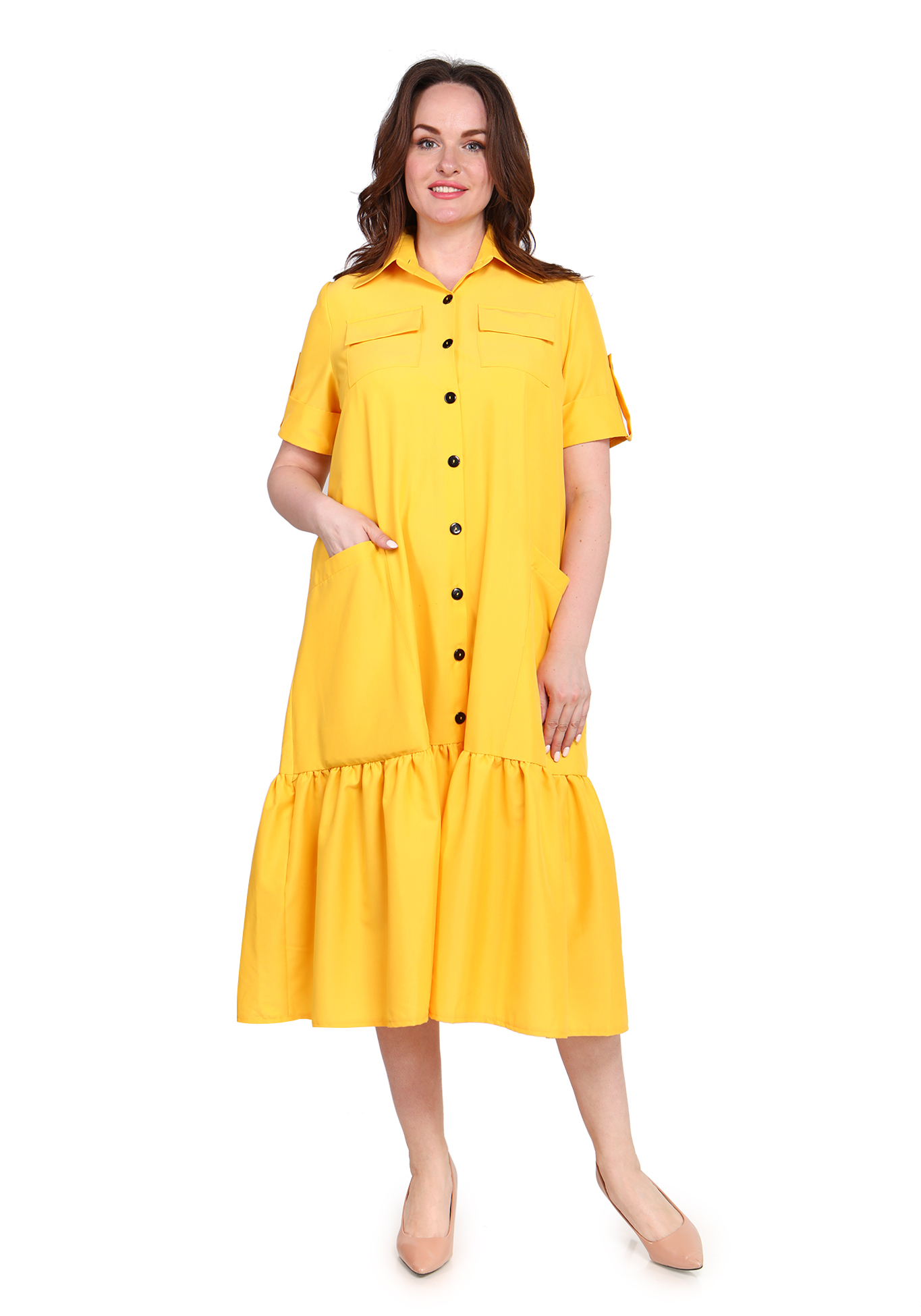 Платье "Стильное сафари" Victoria, размер 48, цвет жёлтый - фото 2