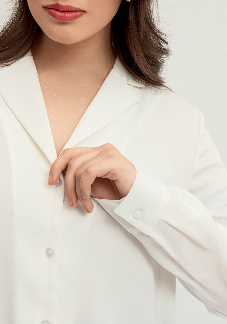 Блуза шелковая с отложным воротом шир.  750, рис. 5