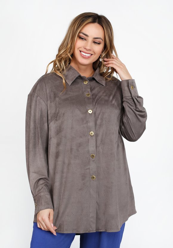 Жакет в рубашечном стиле из эко-замши шир.  580, рис. 5