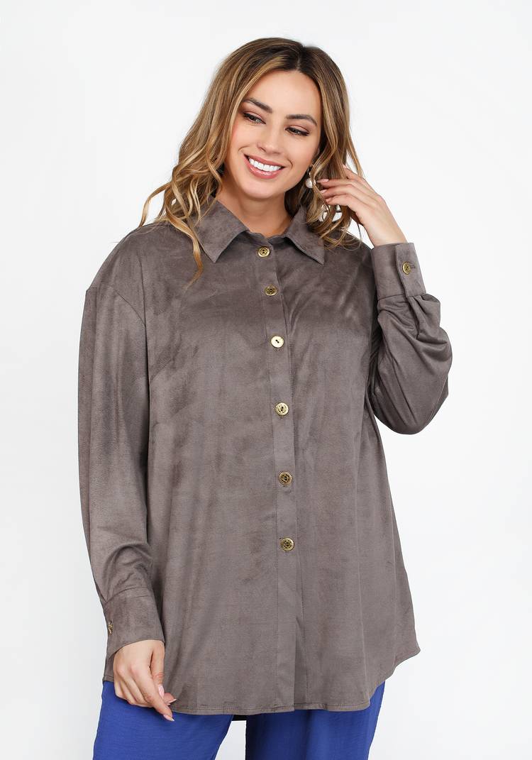 Жакет в рубашечном стиле из эко-замши шир.  750, рис. 5