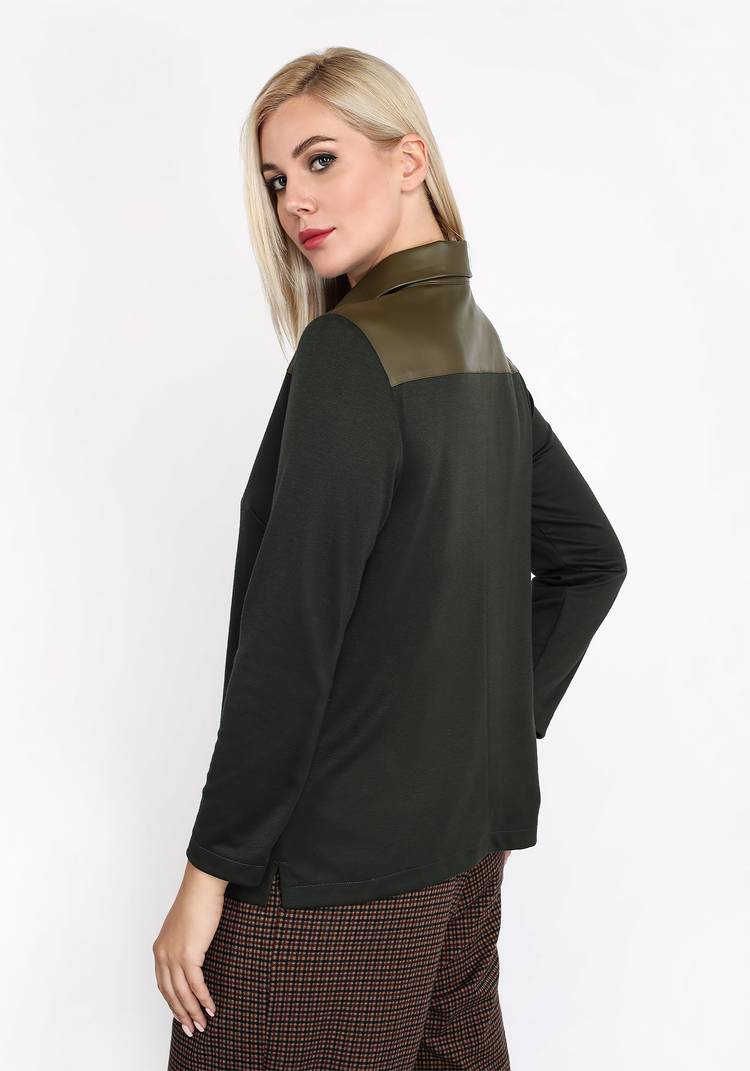 Блуза с отделкой из эко кожи шир.  750, рис. 4