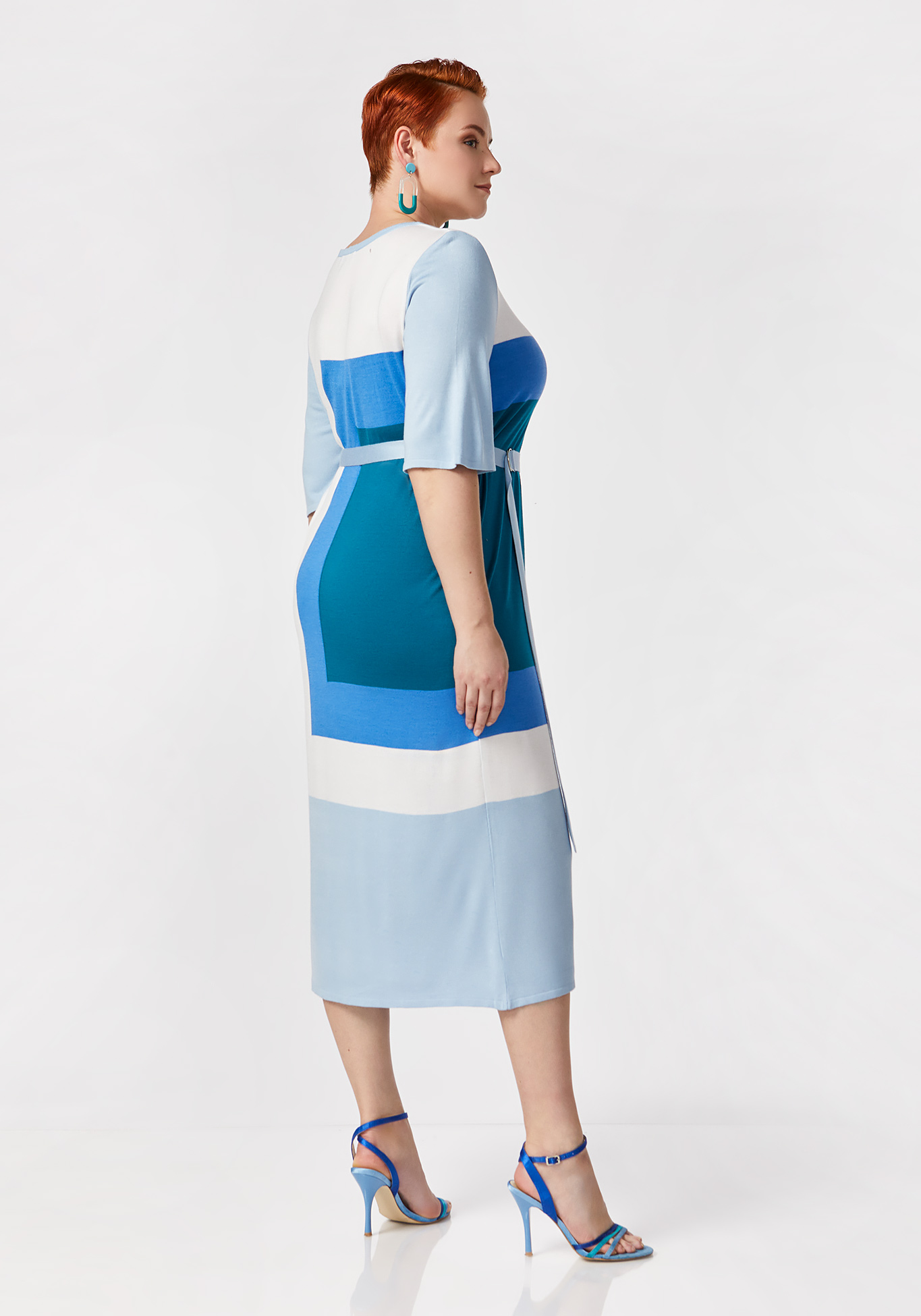 Платье с принтом "коллор блок" Vivawool, размер 42, цвет голубой - фото 3