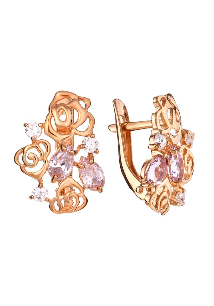 Серьги серебряные Изумительная роза шир.  750, рис. 1