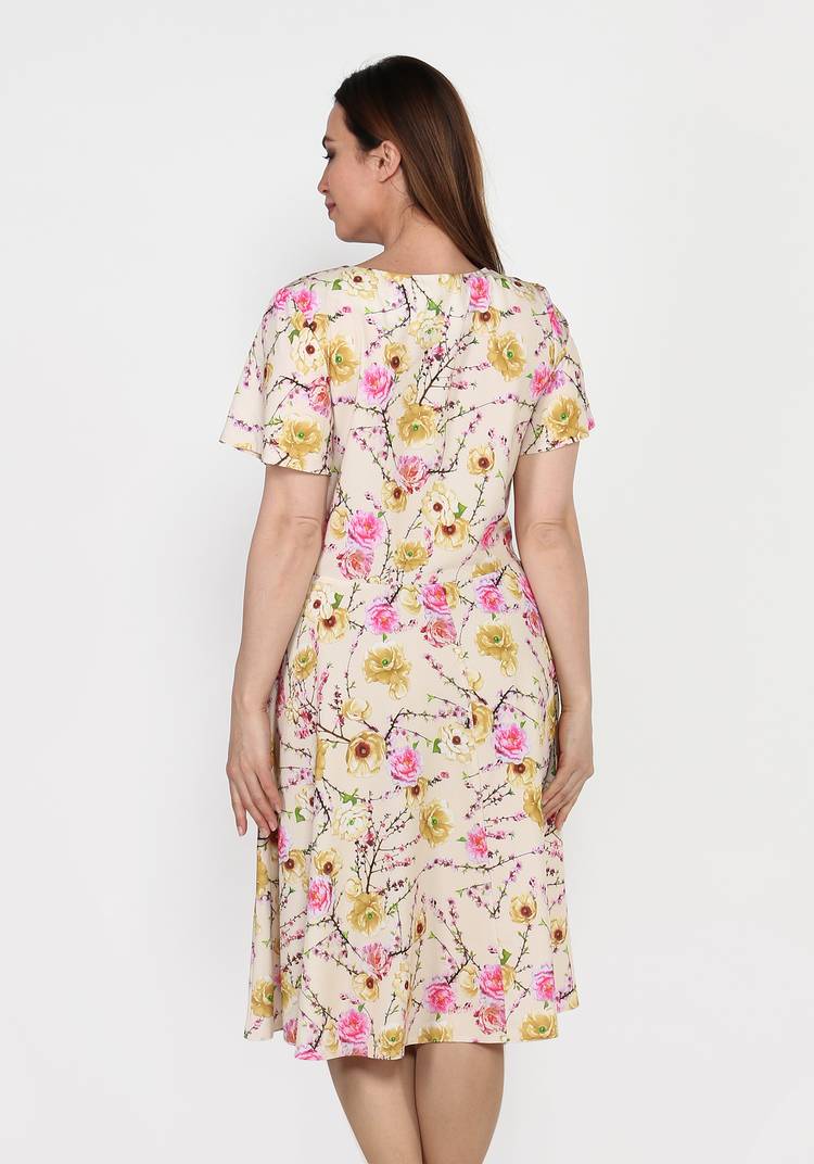 Платье с принтом Цветы и расклешенной юбкой шир.  750, рис. 2