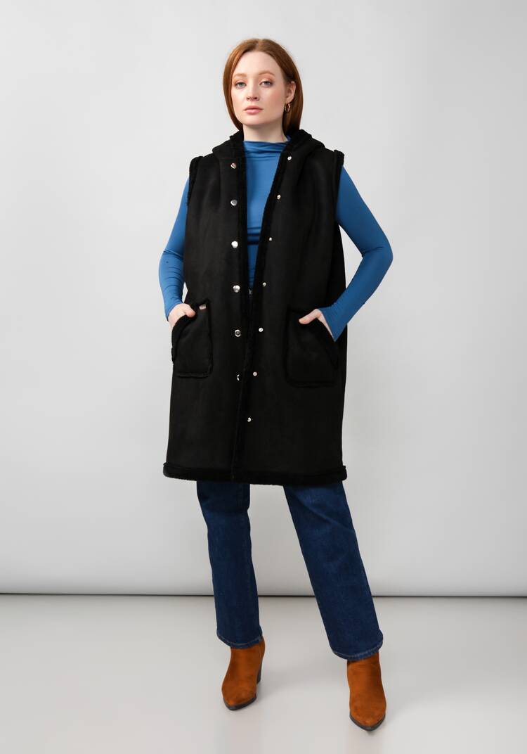 Жилет из экомеха с капюшоном шир.  750, рис. 12