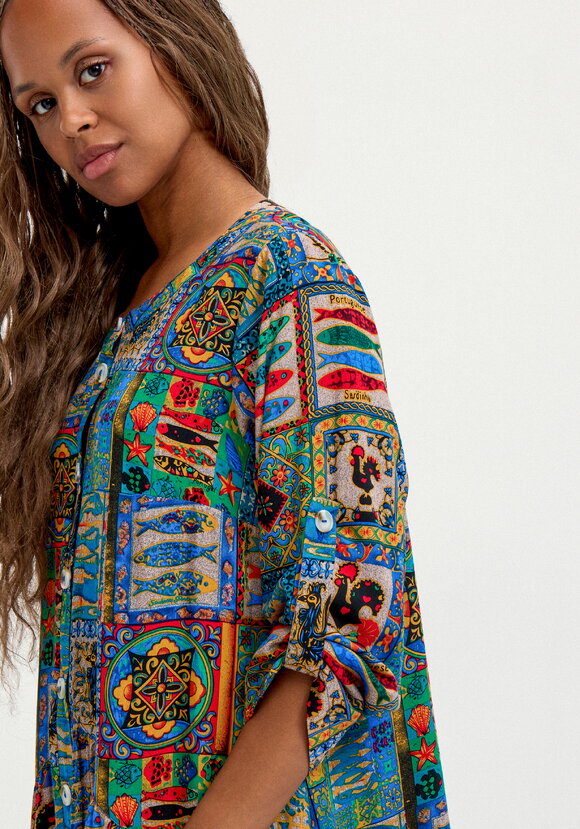 Удлиненное платье свободного кроя с принтом шир.  580, рис. 6