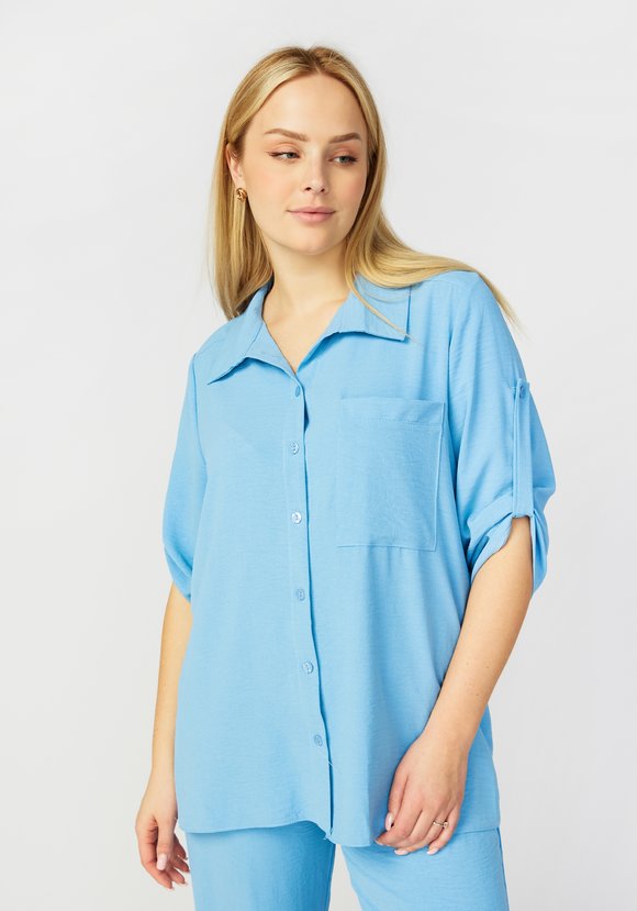 Костюм: блуза на пуговицах и брюки шир.  580, рис. 17