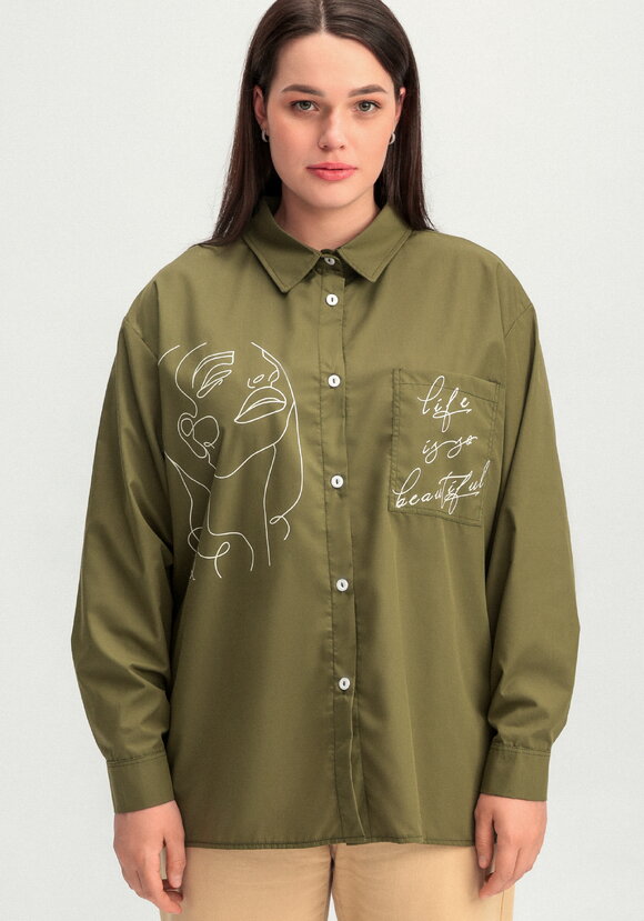 Рубашка с принтом на передней полочке шир.  580, рис. 44