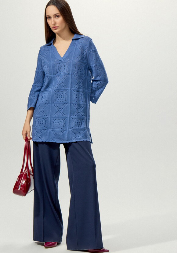 Туника с ажурным рисунком и воротником поло шир.  580, рис. 16