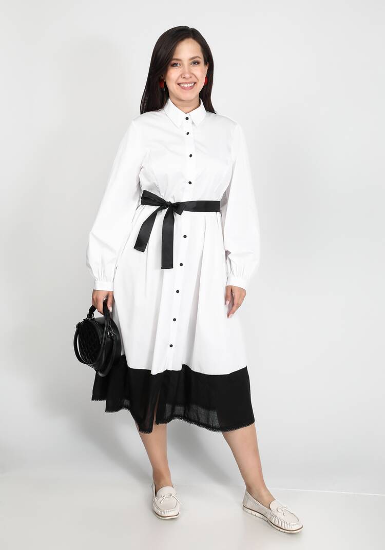 Платье-рубашка с контрастной вставкой шир.  750, рис. 1